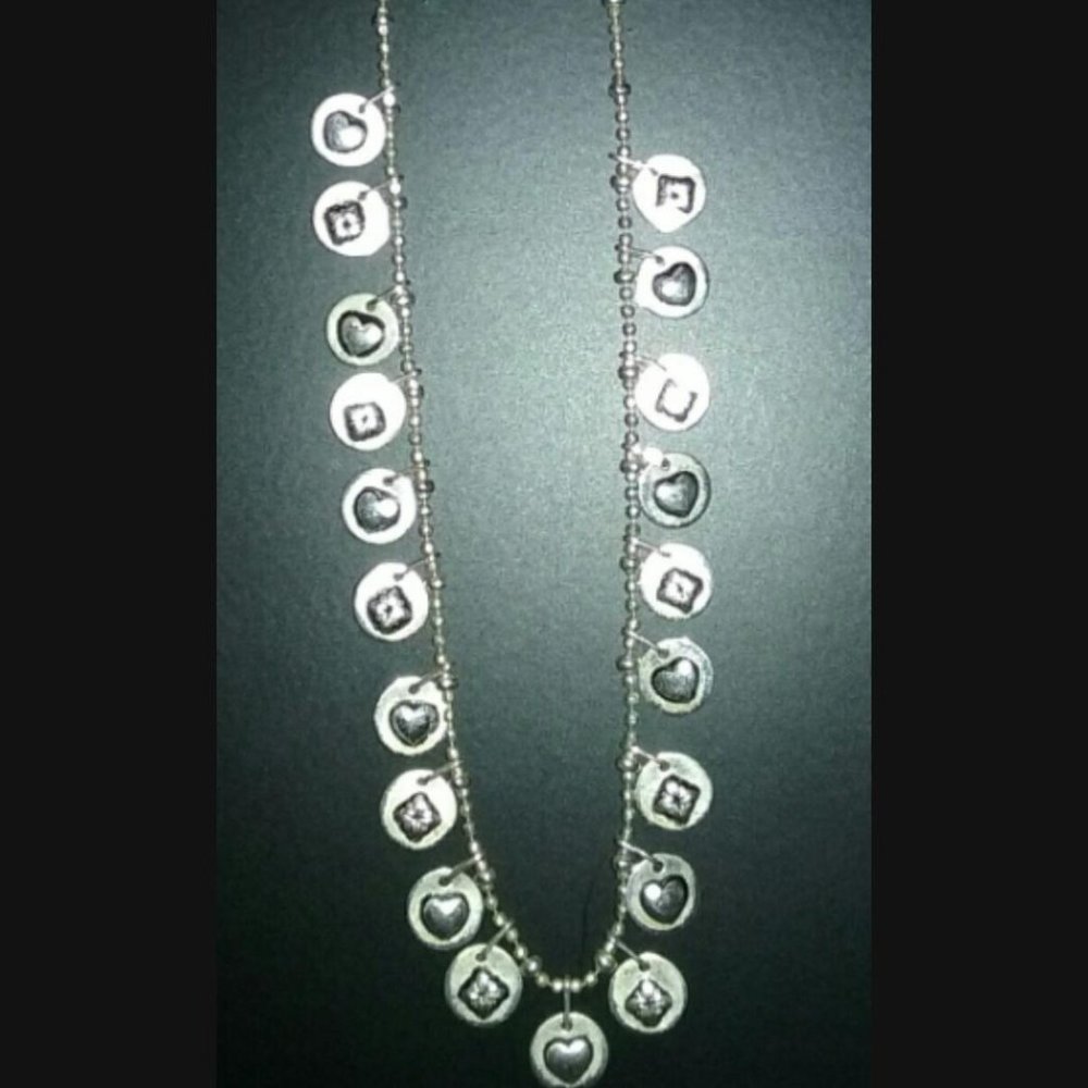Pretty Sterling Silver Charm Dangle Necklace